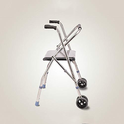 Easty Caminante de Acero Inoxidable Anciano Obeso Cuatro Patas Fold Cane Stool Polea inhabilitada con Asiento Empuje Walker Compacto con Ruedas Plegable, Ligero y Ajustable en Altura Easty Caminante de Acero Inoxidable Anciano Obeso Cuatro Patas Fold Cane Stool Polea inhabilitada con Asiento Empuje Walker Compacto con Ruedas Plegable, Ligero y Ajustable en Altura