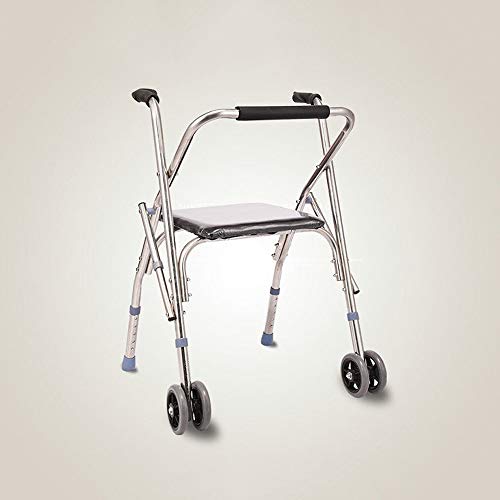 Easty Caminante de Acero Inoxidable Anciano Obeso Cuatro Patas Fold Cane Stool Polea inhabilitada con Asiento Empuje Walker Compacto con Ruedas Plegable, Ligero y Ajustable en Altura Easty Caminante de Acero Inoxidable Anciano Obeso Cuatro Patas Fold Cane Stool Polea inhabilitada con Asiento Empuje Walker Compacto con Ruedas Plegable, Ligero y Ajustable en Altura