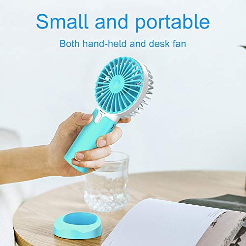 EasyULT Mini Ventilador de Mano USB, con 5200mAh Batería, Recargable USB Ventilador Portátil, 3 Velocidades Ajustable y Base Escritorio para al Hogar, Oficina, Viajes, Picnic-Negro