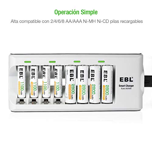 EBL - 8 Ranuras Cargador de Pilas de AA AAA Ni-MH Ni-CD Baterías Recargables