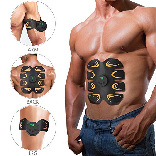 Echoice Electroestimulador Muscular Abdominales USB Recargable Masajeador Eléctrico Cinturón EMS Trainer para Abdomen Brazo Piernas, con 12 Gel Hojas