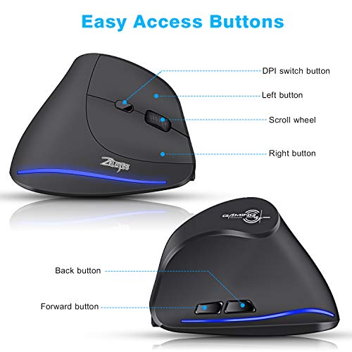 ECHTPower Ratón Inalámbrico Portátil, Ratón Vertical, Diseño Ergonómico, 2.4 G Óptico, 3 Niveles Ajustables dpi, 6 Botones- Protege el Brazo (F35) ECHTPower Ratón Inalámbrico Portátil, Ratón Vertical, Diseño Ergonómico, 2.4 G Óptico, 3 Niveles Ajustables dpi, 6 Botones- Protege el Brazo (F35)
