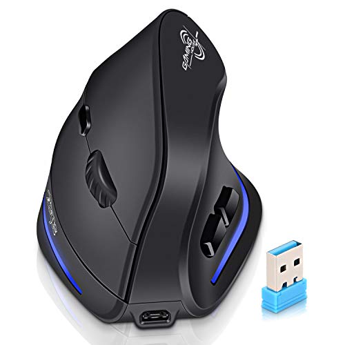 ECHTPower Ratón Inalámbrico Portátil, Ratón Vertical, Diseño Ergonómico, 2.4 G Óptico, 3 Niveles Ajustables dpi, 6 Botones- Protege el Brazo (F35) ECHTPower Ratón Inalámbrico Portátil, Ratón Vertical, Diseño Ergonómico, 2.4 G Óptico, 3 Niveles Ajustables dpi, 6 Botones- Protege el Brazo (F35)