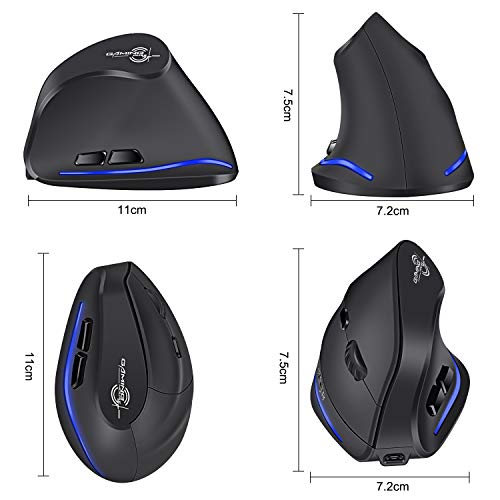 ECHTPower Ratón Inalámbrico Portátil, Ratón Vertical, Diseño Ergonómico, 2.4 G Óptico, 3 Niveles Ajustables dpi, 6 Botones- Protege el Brazo (F35) ECHTPower Ratón Inalámbrico Portátil, Ratón Vertical, Diseño Ergonómico, 2.4 G Óptico, 3 Niveles Ajustables dpi, 6 Botones- Protege el Brazo (F35)