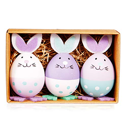 ecmqs huevo de conejo – 3 piezas dibujo animado de huevos de conejo Graffiti pelota de bebé ejercicios de flexibilidad de los dedos juguete educativo précoce para niños 2