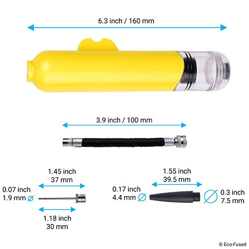 Eco-Fused 2X Inflador - Súper Compacto - Acción Doble (Infla Cuando Empujas y Cuando Halas) - para Pelotas de Deporte (Balones de Basquetbol, Fútbol, Soccer, Voleibol, etc.) e Inflables