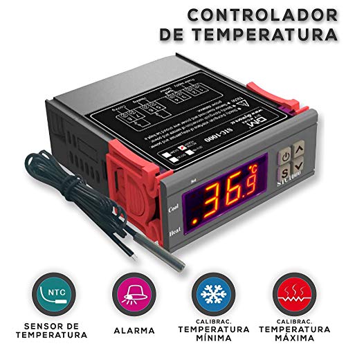 Eco Nature Termostato (110v-220v) y Manta Termica (14w), Eléctrica, Calefactora o de Calor para Incubadora Pecera o Terrario de Reptiles Pogona Anfibios Ranas Tenebrios Ninfas o Serpientes.