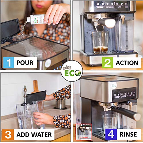 Eco Today Descalcificador para cafeteras, 2 Botellas (6 usos) Biodegradable, Natural a Base de ácido láctico. Descalcificador Compatible con Todas Las Cafeteras Eco Today Descalcificador para cafeteras, 2 Botellas (6 usos) Biodegradable, Natural a Base de ácido láctico. Descalcificador Compatible con Todas Las Cafeteras