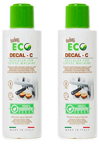 Eco Today Descalcificador para cafeteras, 2 Botellas (6 usos) Biodegradable, Natural a Base de ácido láctico. Descalcificador Compatible con Todas Las Cafeteras