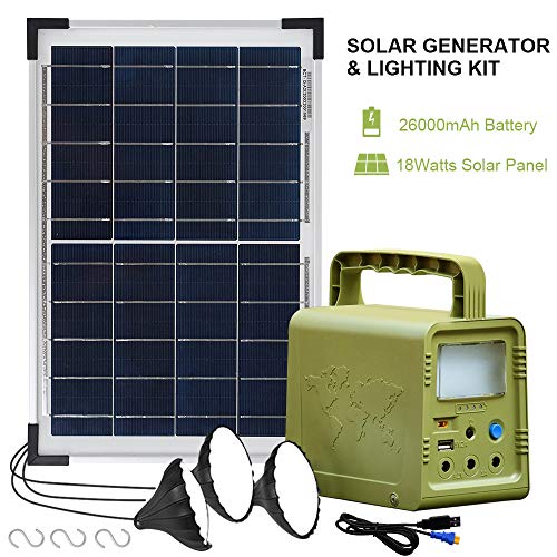 ECO-WORTHY 84Wh Sistema de kit de iluminación de generador solar de estación de energía portátil con panel solar de 18W y lámpara LED para acampar al aire libre, emergencia en el hogar