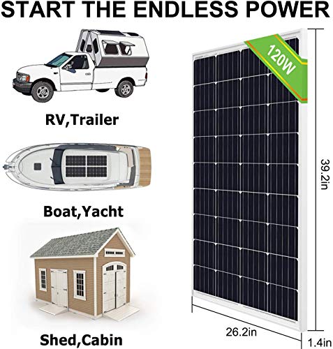 ECO-WORTHY Kit de paneles solares de 120 vatios y 12 vatios: panel solar de 120 vatios y controlador de carga solar de 20 mA, cable solar de 5 m y soportes de montaje estilo Z