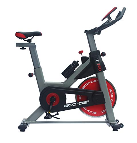 ECODE Bicicleta Spinning Fit Pro. Uso semiprofesional con pulsómetro, Pantalla LCD y Resistencia Variable 20kgrs. Estabilizadores. Completamente Regulable.