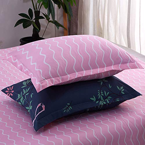 ED-Lumos Juego de Ropa de Cama ４Piezas para Cama 105cm Funda nórdica 180x220cm Sábana encimera 230x230cm Funda de Almohada 48x74cm Poliéster Modelo Flamenco Color Azul Oscuro