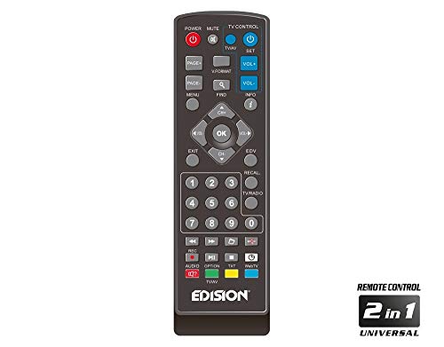 EDISION PROTON S2, DVB-S2 Receptor de satélite digital FTA, WiFi support, USB, HDMI, SCART, Mando a distancia universal 2en1