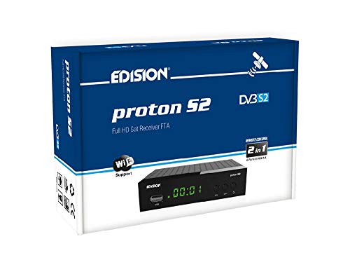 EDISION PROTON S2, DVB-S2 Receptor de satélite digital FTA, WiFi support, USB, HDMI, SCART, Mando a distancia universal 2en1 EDISION PROTON S2, DVB-S2 Receptor de satélite digital FTA, WiFi support, USB, HDMI, SCART, Mando a distancia universal 2en1