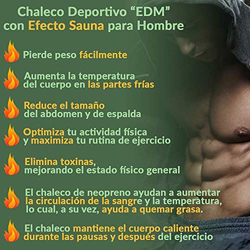 EDM - Chaleco Faja Adelgazante Hombre con Cuerda Saltar - Faja Reductora Hombre Adelgazante - Camiseta Reductora Hombre - Chaleco Fajas de Neopreno para Adelgazar - Camiseta Efecto Sauna Hombre - M