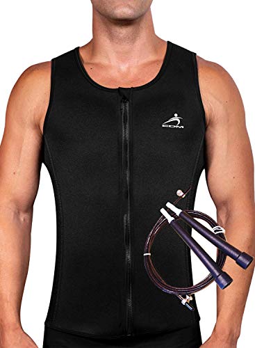 EDM - Chaleco Faja Adelgazante Hombre con Cuerda Saltar - Faja Reductora Hombre Adelgazante - Camiseta Reductora Hombre - Chaleco Fajas de Neopreno para Adelgazar - Camiseta Efecto Sauna Hombre - M