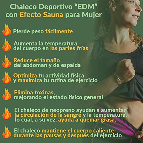 EDM - Chaleco Faja Quema Grasa Mujer con Cuerda Saltar - Faja Reductora Mujer Adelgazante - Camiseta Reductora Mujer - Chaleco Quema Grasa Mujer con Cremallera - Fajas de Neopreno para Adelgazar L