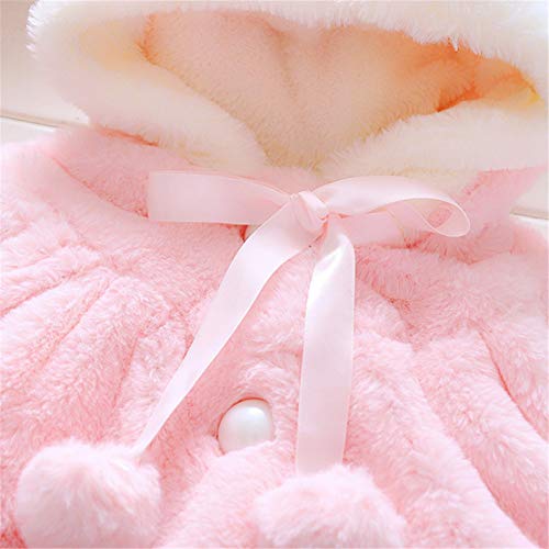 EDOTON Abrigos Bebé, Niña Infant Ropa Otoño Invierno Chaqueta con Oreja de Conejo Capucha Grueso Capa para Bebés Niña 0-36 Mes (0-6 Meses, Rosado)