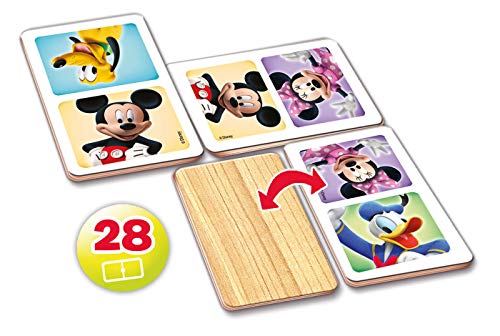 Educa Mickey y Minnie Domino de Madera, 28 Piezas, a Partir de 3 años (16037)