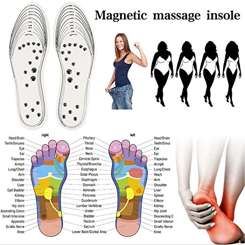 EEUK Almohadillas para Pies Plantillas de Masaje Magnético Transpirables y Saludables, Plantillas de Acupresión Magnética Adelgazante para Terapia Reflexología Plantar