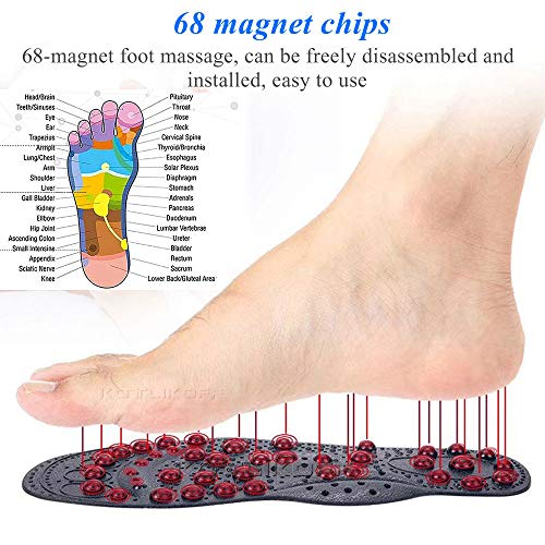 EEUK Plantillas de Masaje Magnético Plantillas de Acupresión Magnética Adelgazante para Terapia Puntos de Acupuntura Zapatillas de Masaje Cojines Transpirables, Lavable y Cortable