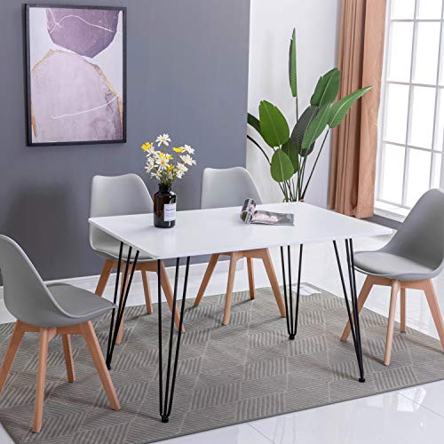 EGGREE Pack de 4 Tulip Sillas de Comedor Sillas Cocina Nórdico con Asiento Tapizado y Las piernas de Madera de Haya Maciza - Gris EGGREE Pack de 4 Tulip Sillas de Comedor Sillas Cocina Nórdico con Asiento Tapizado y Las piernas de Madera de Haya Maciza - Gris