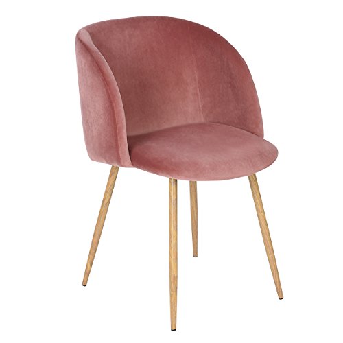 EGGREE Sillas de Comedor de Terciopelo Silla de Salón Estilo Nórdico, Sillas Acolchada con Patas de Metal y Tela de Terciopelo - Rosa EGGREE Sillas de Comedor de Terciopelo Silla de Salón Estilo Nórdico, Sillas Acolchada con Patas de Metal y Tela de Terciopelo - Rosa