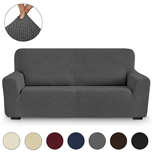 Eiffel Textile Funda de Sofa Monaco Elastica Adaptable Lisa, 94% poliéster 6% Elastano, Gris, 3 Plazas (180-240 cm)