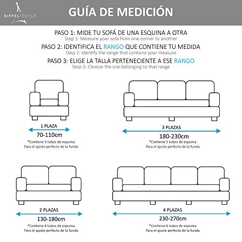 Eiffel Textile Funda Sofa Elastica Protector Adaptable Rústica Sofá, 50% Poliéster, Marfil, Pack 3+2 Plazas Eiffel Textile Funda Sofa Elastica Protector Adaptable Rústica Sofá, 50% Poliéster, Marfil, Pack 3+2 Plazas