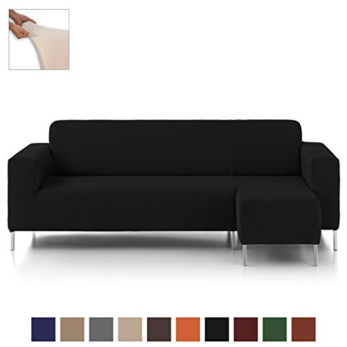 Eiffel Textile Nimes Funda para Sofá, Algodón, Negro, Chaise Longue Brazo Corto Derecha, 240 x 195 x 2 cm, tela Eiffel Textile Nimes Funda para Sofá, Algodón, Negro, Chaise Longue Brazo Corto Derecha, 240 x 195 x 2 cm, tela