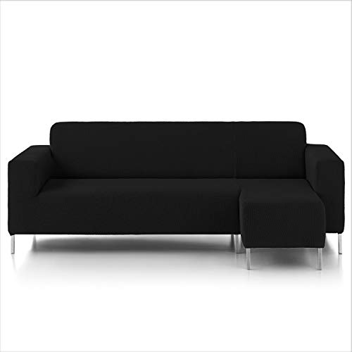 Eiffel Textile Nimes Funda para Sofá, Algodón, Negro, Chaise Longue Brazo Corto Derecha, 240 x 195 x 2 cm, tela Eiffel Textile Nimes Funda para Sofá, Algodón, Negro, Chaise Longue Brazo Corto Derecha, 240 x 195 x 2 cm, tela