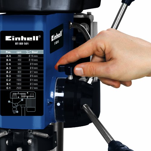 Einhell BT-BD 501 - Taladro de columna, 9 niveles, 280 - 2350 rpm, 500 W, 230 V, color negro y azul