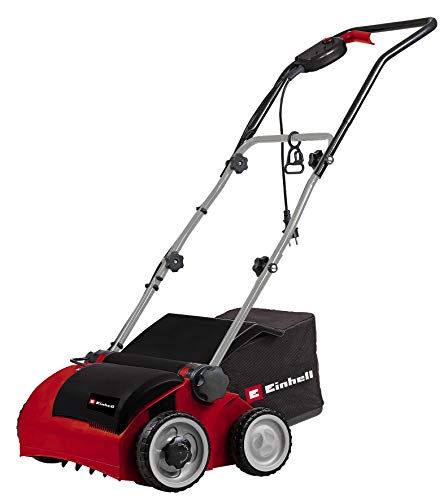 Einhell RG-SA 1433 - Escarificadora eléctrica (1400W, 230V, 3 niveles de profundidad, ancho de trabajo: 33cm, capacidad de bolsa: 28 L, con rodillo aireador) (ref. 3420520)