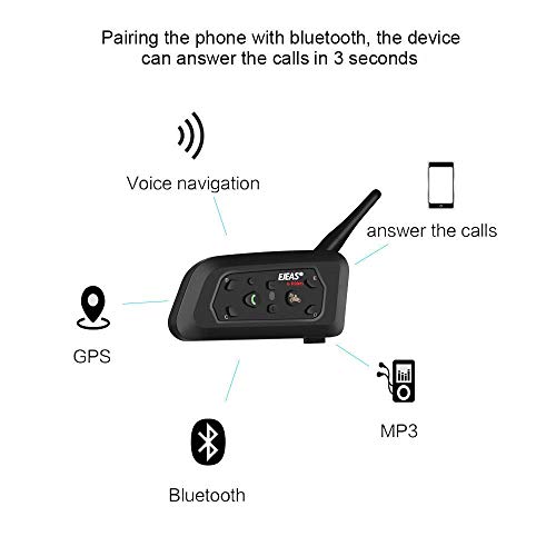 Ejeas V6Pro 2xAuriculares Intercomunicador Moto Bluetooth para Motocicletas, Gama Comunicación Intercom de 1200m, intercomunicador Casco Moto, Impermeabilidad, Intercomunicacion Entre 6 Motociclistas Ejeas V6Pro 2xAuriculares Intercomunicador Moto Bluetooth para Motocicletas, Gama Comunicación Intercom de 1200m, intercomunicador Casco Moto, Impermeabilidad, Intercomunicacion Entre 6 Motociclistas