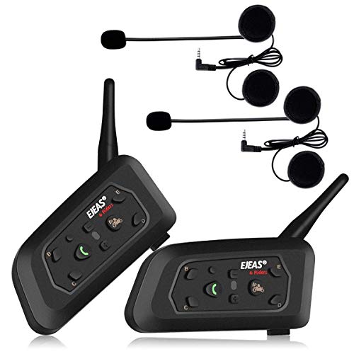 Ejeas V6Pro 2xAuriculares Intercomunicador Moto Bluetooth para Motocicletas, Gama Comunicación Intercom de 1200m, intercomunicador Casco Moto, Impermeabilidad, Intercomunicacion Entre 6 Motociclistas Ejeas V6Pro 2xAuriculares Intercomunicador Moto Bluetooth para Motocicletas, Gama Comunicación Intercom de 1200m, intercomunicador Casco Moto, Impermeabilidad, Intercomunicacion Entre 6 Motociclistas