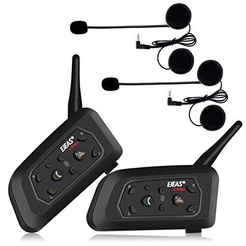 Ejeas V6Pro 2xAuriculares Intercomunicador Moto Bluetooth para Motocicletas, Gama Comunicación Intercom de 1200m, intercomunicador Casco Moto, Impermeabilidad, Intercomunicacion Entre 6 Motociclistas