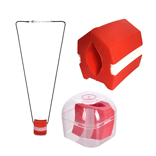 Ejercitador de mandíbula masticable, equipo de tonificación del cuello, herramienta de ejercicio de mandíbula para el tono de la mandíbula facial con cuerda colgante y caja de almacenamiento(rojo)