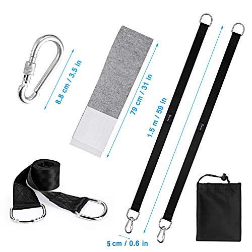 EKKONG Correas de sujeción Cinturón Accesorios de Hamaca con Ganchos, Cuerdas Multifunciones Suspensión, Alta Resistencia 1600 kg, para Hamacas, Columpios, Yoga (Negro) EKKONG Correas de sujeción Cinturón Accesorios de Hamaca con Ganchos, Cuerdas Multifunciones Suspensión, Alta Resistencia 1600 kg, para Hamacas, Columpios, Yoga (Negro)