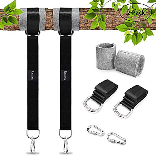 EKKONG Correas de sujeción Cinturón Accesorios de Hamaca con Ganchos, Cuerdas Multifunciones Suspensión, Alta Resistencia 1600 kg, para Hamacas, Columpios, Yoga (Negro)