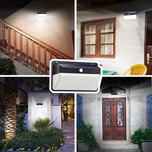 Ekrist Luz Solar Exterior, 328 LED Luces Solares【3000lm-Más Brillante & Amplio Iluminación】Foco Solar Exterior con Sensor de Movimiento, 2500mAh 3 Modos Impermeable Luz led Solar para Jardín 2 Paquete