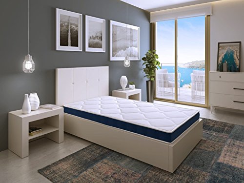 El Almacen del Colchon - Colchón espumación, Modelo Ten, 90 x 190x 10cm - Todas Las Medidas, Blanco y Azul El Almacen del Colchon - Colchón espumación, Modelo Ten, 90 x 190x 10cm - Todas Las Medidas, Blanco y Azul