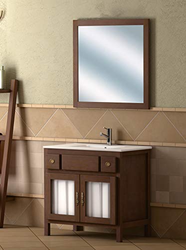 EL ALMACEN DEL PROFESIONAL Juego de Mueble de Baño Modelo Jerez, Conjunto formado por Mueble de Baño Estilo Rústico Color Madera Nogal Medidas: (80x80,5x45cm) Lavabo de Porcelana y Espejo a Juego EL ALMACEN DEL PROFESIONAL Juego de Mueble de Baño Modelo Jerez, Conjunto formado por Mueble de Baño Estilo Rústico Color Madera Nogal Medidas: (80x80,5x45cm) Lavabo de Porcelana y Espejo a Juego
