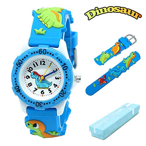 El Reloj de Niños de Vinmori, Reloj de Cuarzo con Dibujos Animados Bonitos de 3D a Prueba de Agua Regalo para Chicos Niños y Niñas Dinosaurio-Azul y Blanco El Reloj de Niños de Vinmori, Reloj de Cuarzo con Dibujos Animados Bonitos de 3D a Prueba de Agua Regalo para Chicos Niños y Niñas Dinosaurio-Azul y Blanco