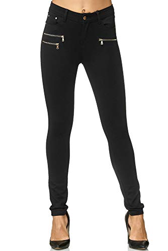 Elara Pantalones Elásticos de Mujer Skinny Fit Jegging Chunkyrayan Negro H86 38 (M)