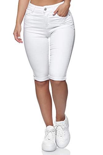 Elara Vaqueros 3/4 Mujer Push Up Bermuda Chunkyrayan Blanco MB2028 White-36 (S)