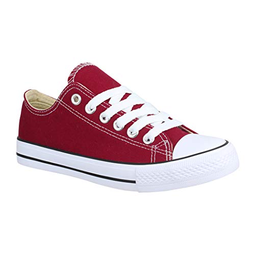 Elara Zapatos de Deporte Unisex Low Top Textil Chunkyrayan Burdeos BK-63-Bordo-42