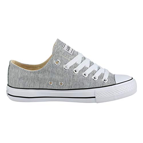 Elara Zapatos de Deporte Unisex Low Top Textil Chunkyrayan Gris 01-A-36-Grau