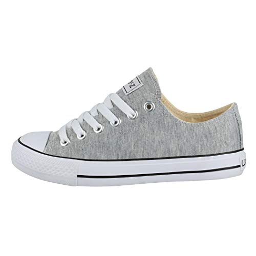 Elara Zapatos de Deporte Unisex Low Top Textil Chunkyrayan Gris 01-A-36-Grau