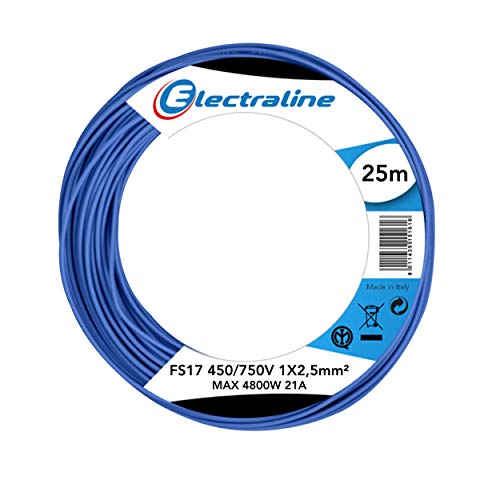Electraline 13162 Cable unipolar FS17, sección 1 x 2.5 mm², Azul, 25 m Electraline 13162 Cable unipolar FS17, sección 1 x 2.5 mm², Azul, 25 m